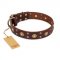 "Caprice of Fashion" FDT Artisan Brown Leather English Pointer Collar with Round Decorations