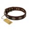 "Chocolate kiss" FDT Artisan Leather English Pointer Collar with Old Bronze Look Oval Plates