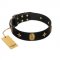 "Star Powder" FDT Artisan Black Leather English Pointer Collar with Ovals and Stars - 1 1/2 inch Wide