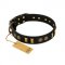 "Simple Elegance" FDT Artisan Black Leather English Pointer Collar with Old Bronze-like Plates and Circles