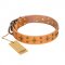"Top-Flight" FDT Artisan Adorned Tan Leather English Pointer Collar