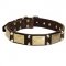 Leather English Pointer Collar with Studs and Plates