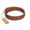 "Blue Sands" FDT Artisan Tan Leather English Pointer Collar with Silver-like Studs and Round Conchos with Stones