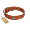 "Marine Antiques" Handmade FDT Artisan Tan Leather English Pointer Collar with Blue Stones