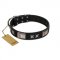 "Pitch Dark" FDT Artisan Black Leather English Pointer Collar with Stars and Plates