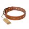 "Spring Flavor" FDT Artisan Adorned Leather English Pointer Collar with Old Bronze-Plated Engraved Studs