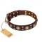 "Flower Melody" FDT Artisan Brown Leather English Pointer Collar with Mixed Studs