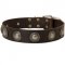Leather English Pointer Collar Decorated with Silver Conchos