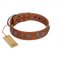 "Luxurious Life" Premium Quality FDT Artisan Tan Leather English Pointer Collar with Round Adornments