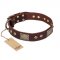 "Loving Owner" FDT Artisan Decorated Leather English Pointer Collar with Plates and Studs