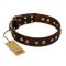 "Fashion Studs" FDT Artisan Decorated Leather English Pointer Collar with Old Bronze-Plated Steel Hardware