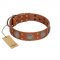 "Sun Rise Noon" FDT Artisan Tan Leather English Pointer Collar with Unique Design