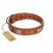 "Pawsy Glossy" FDT Artisan Exclusive Tan Leather English Pointer Collar 1 1/2 inch (40 mm) wide