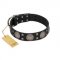 "Sun in Shining" Modern FDT Artisan Black Leather English Pointer Collar with Studs and Stars