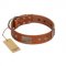 "Great Obelisk" Handcrafted FDT Artisan Tan Leather English Pointer Collar with Large Plates and Pyramids