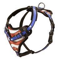 American Flag Painted Leather English Pointer Harness for Agitation Training