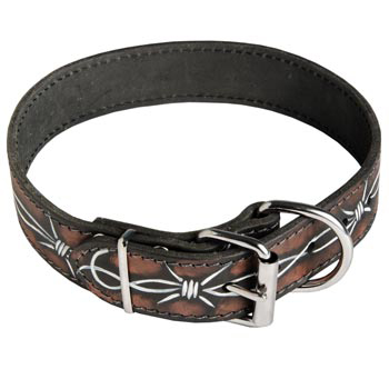 Training Leather Dog Collar with Fancy Painting for English Pointer