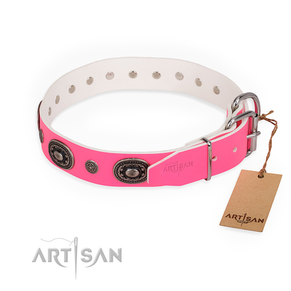 Durable genuine leather collar created for your four-legged friend