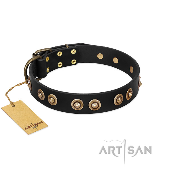 Designer natural genuine leather collar for your pet
