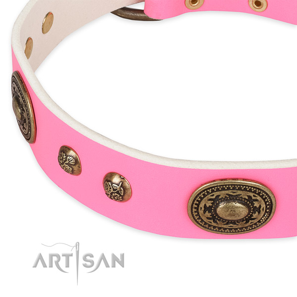 Impressive full grain natural leather collar for your impressive canine