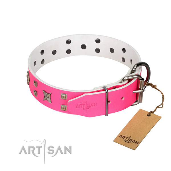 Soft to touch full grain natural leather dog collar for your impressive pet