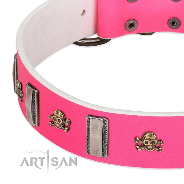 Full grain leather dog collar with top notch studs handcrafted doggie