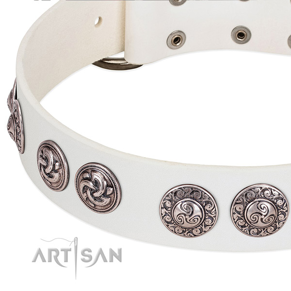 Extraordinary full grain natural leather dog collar for easy wearing