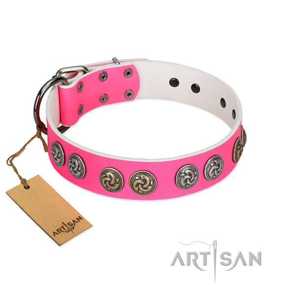 Handmade collar of full grain genuine leather for your beautiful pet