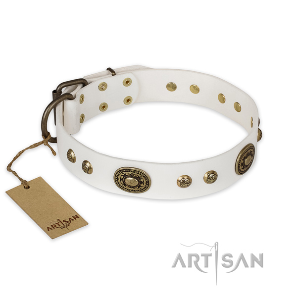 Perfect fit full grain leather dog collar for comfy wearing