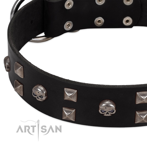 Quality natural leather dog collar handmade for your dog