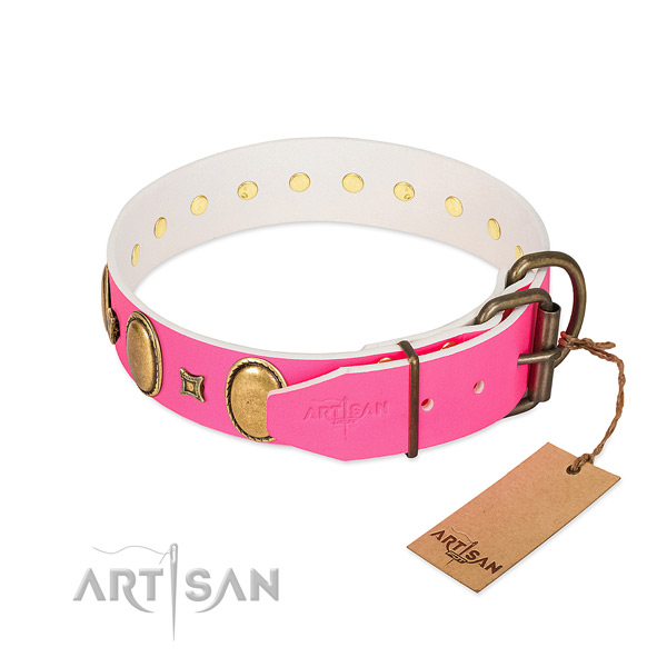 Top notch full grain genuine leather collar crafted for your pet