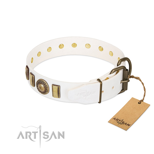 Durable full grain leather dog collar crafted for your four-legged friend