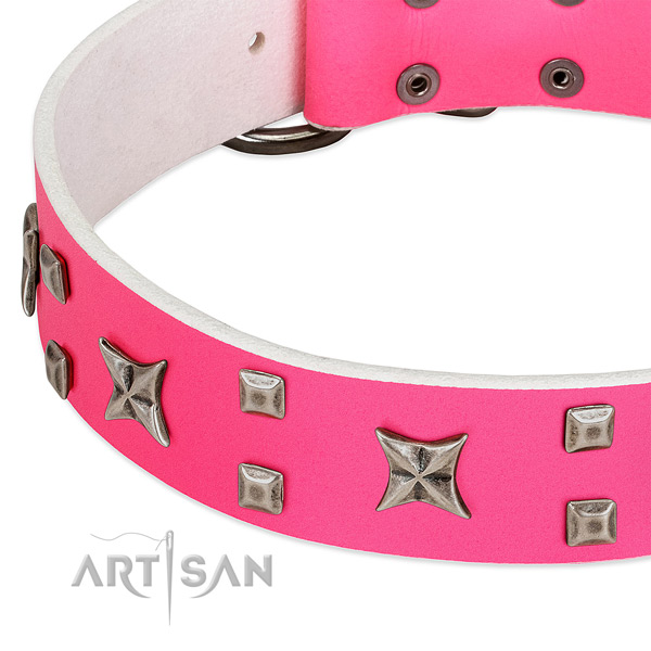 Fashionable full grain genuine leather collar for your four-legged friend stylish walking