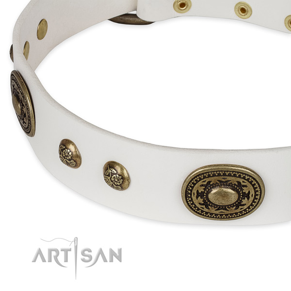 Comfortable full grain genuine leather collar for your impressive four-legged friend