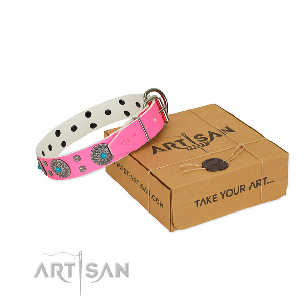 Best quality genuine leather dog collar with studs for your impressive dog