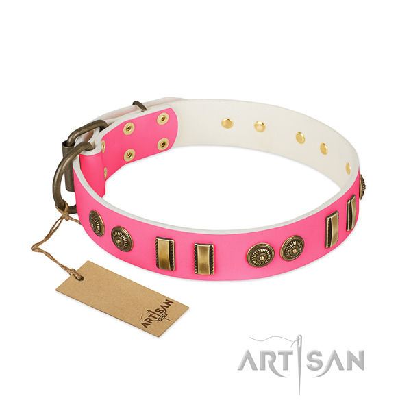 Adorned genuine leather collar for your pet