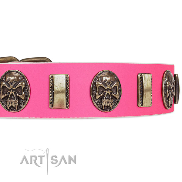 Rust resistant hardware on genuine leather dog collar for your dog