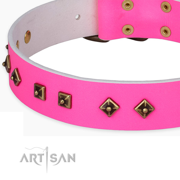 Handmade natural leather collar for your stylish doggie
