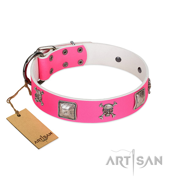 Adorned full grain leather collar for your stylish pet