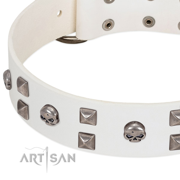 Full grain leather collar with stunning decorations for your doggie