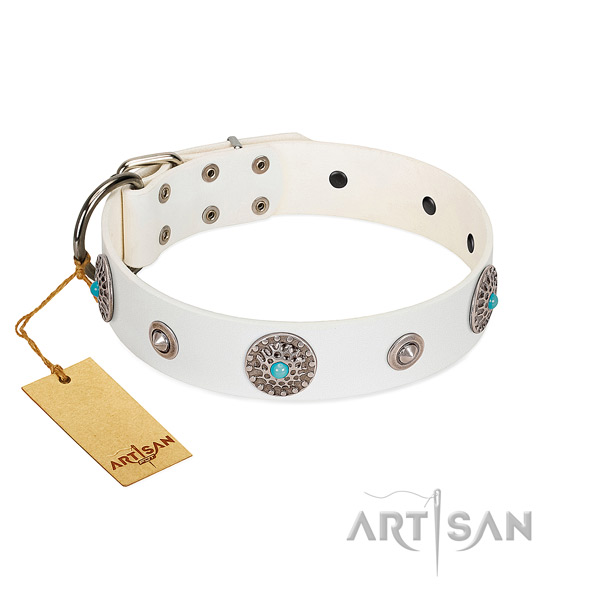 Soft full grain natural leather dog collar handmade for your doggie