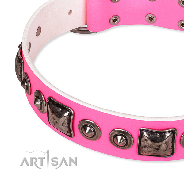 Flexible full grain genuine leather dog collar crafted for your attractive canine