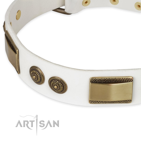 Durable adornments on full grain natural leather dog collar for your canine