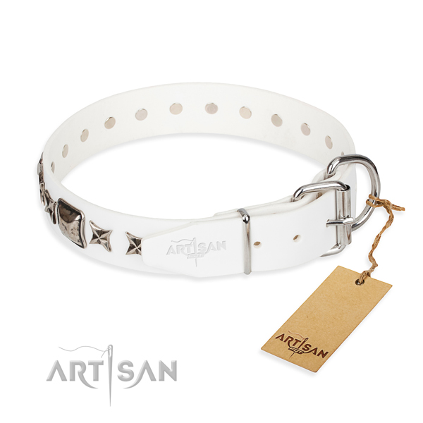 Finest quality studded dog collar of full grain natural leather
