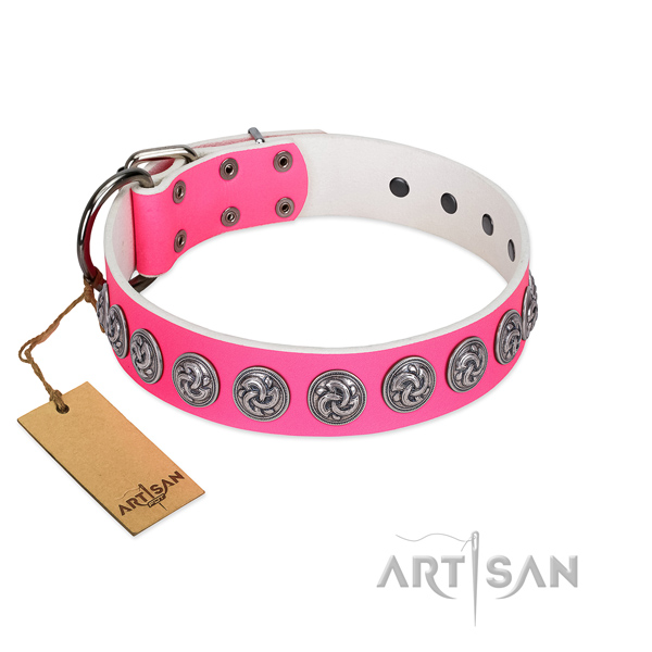 Soft to touch genuine leather dog collar for your lovely four-legged friend