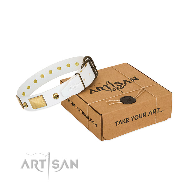 Gentle to touch full grain genuine leather collar made for your dog