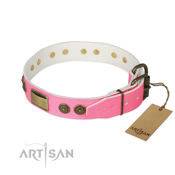 Corrosion resistant fittings on comfortable wearing dog collar