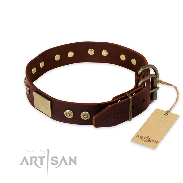 Corrosion resistant fittings on comfortable wearing dog collar