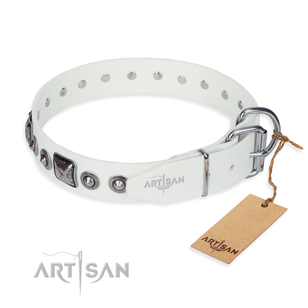 Strong full grain leather dog collar handmade for handy use