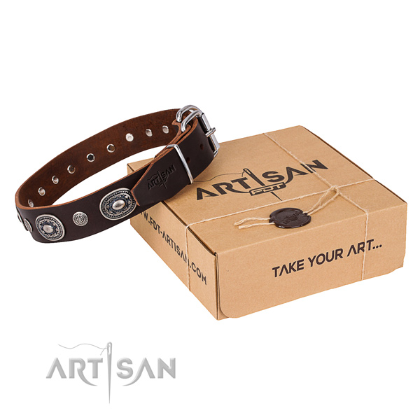 Best quality genuine leather dog collar handcrafted for basic training